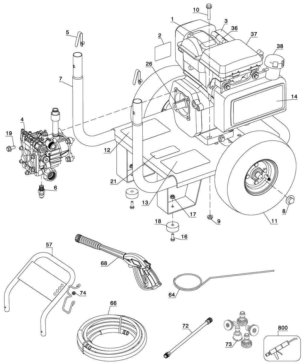 Exploded Diagram B Diagram and Parts List for FNA3000C Type 0 Black and Decker Pressure Washer